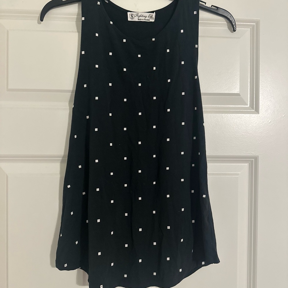 Fighting Eel Black and White Square Dot Tank Top